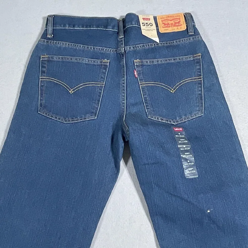 Levi 550 Relaxed Fit Jeans Youth 29x29 Tapered‎ Leg Blue Casual Workwear NWT